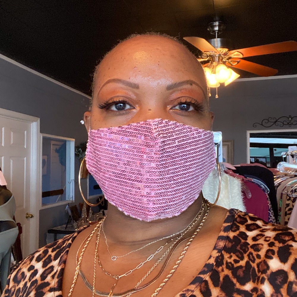 Pink Sequin Mask